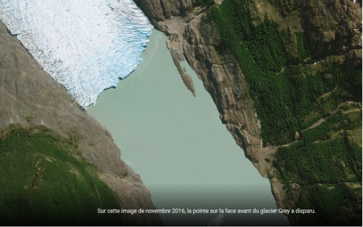 Glacier Grey au Chili au sud de la Patagonie en 2016.