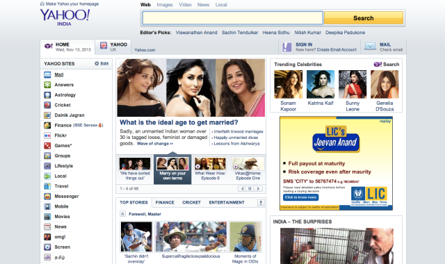 Yahoo proposait déjà un flux d’article sur sa page d’accueil.. dès 2013 !